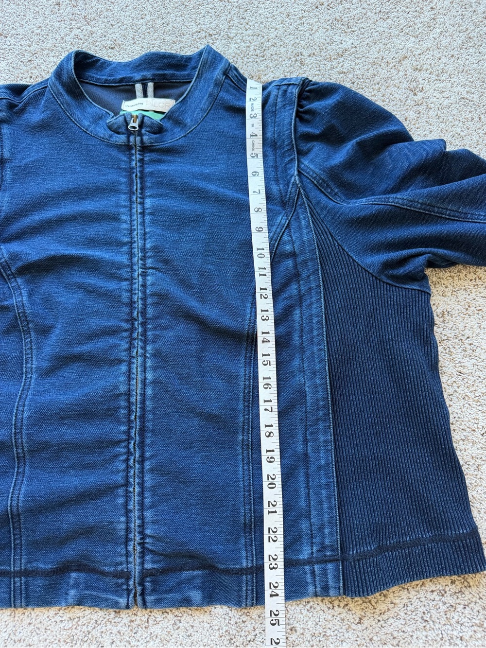 Anthropologie Pilcro Denim Moto Jacket 3X Indigo Blue Stretch Zip Plus Size - Picture 11 of 12